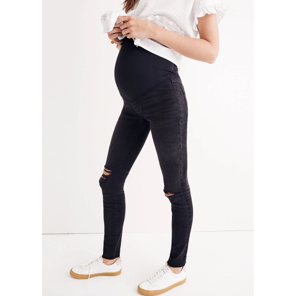 Madewell Maternity Over-the-Belly Skinny Jeans in Black Sea Size 25‎